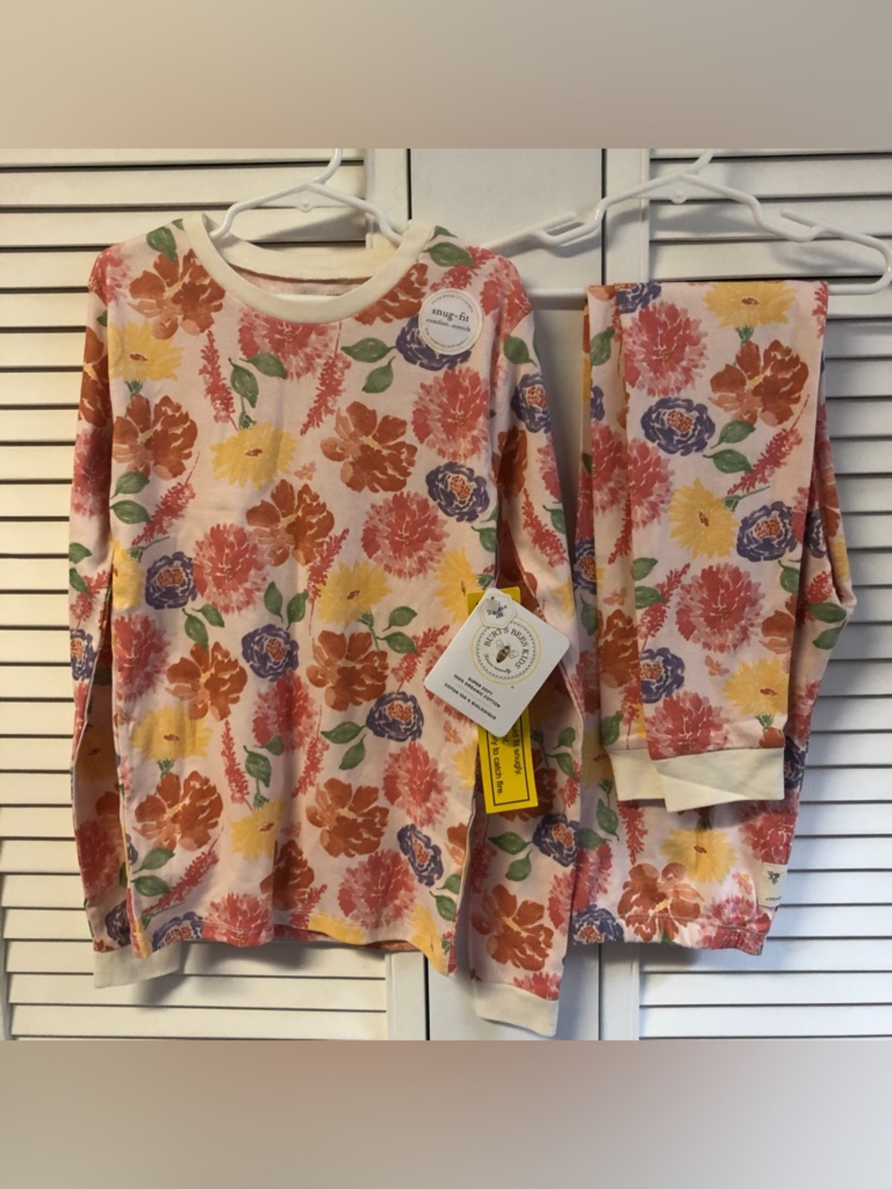 Burts bees girls size 10 2 floral piece pajamas brand new nwt organic